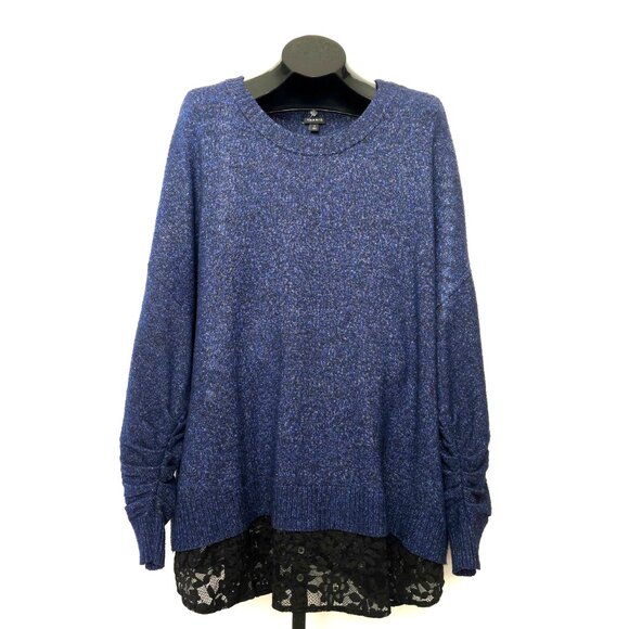 TORRID Longsleeve Knit Sweater Blue/ Black Lace Trim TORRID 4 - Picture 3 of 11